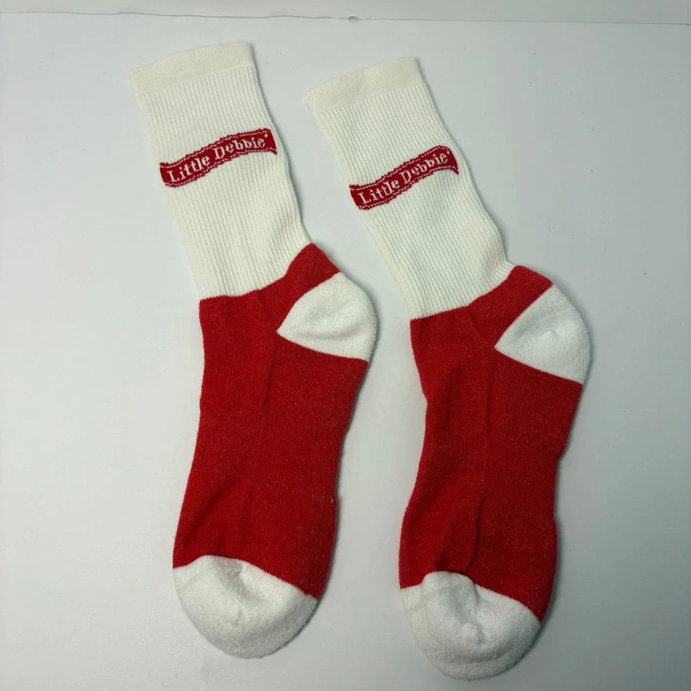 Little Debbie Snack Cakes Crew Socks Red White Logo Novelty One Size Unisex